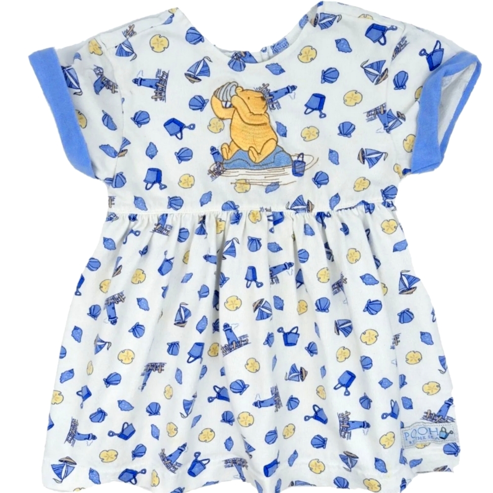 The Disney Store Seashell Pooh By The Sea Size 2 Toddler Girls Dress 100% Cotton